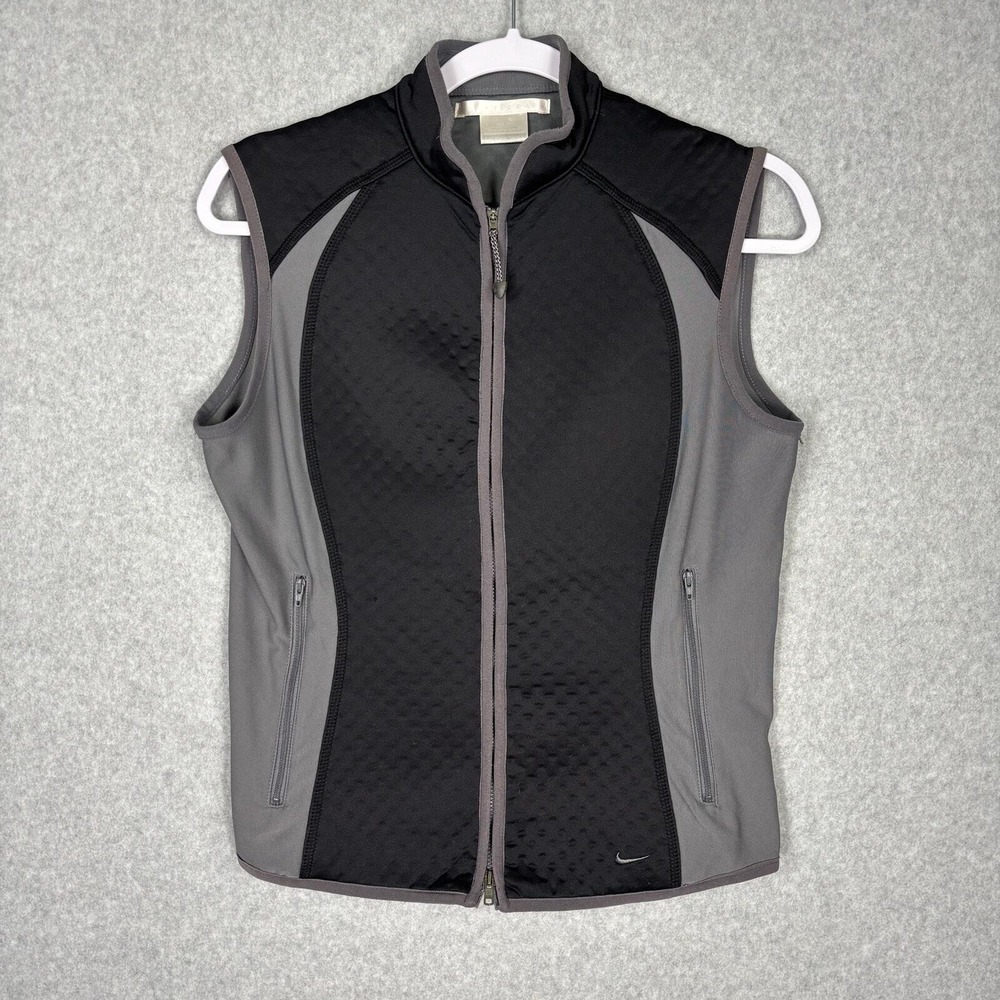 Nike Sphere Thermal Golf Vest Small Black Gray Quilted Active Performance Preppy